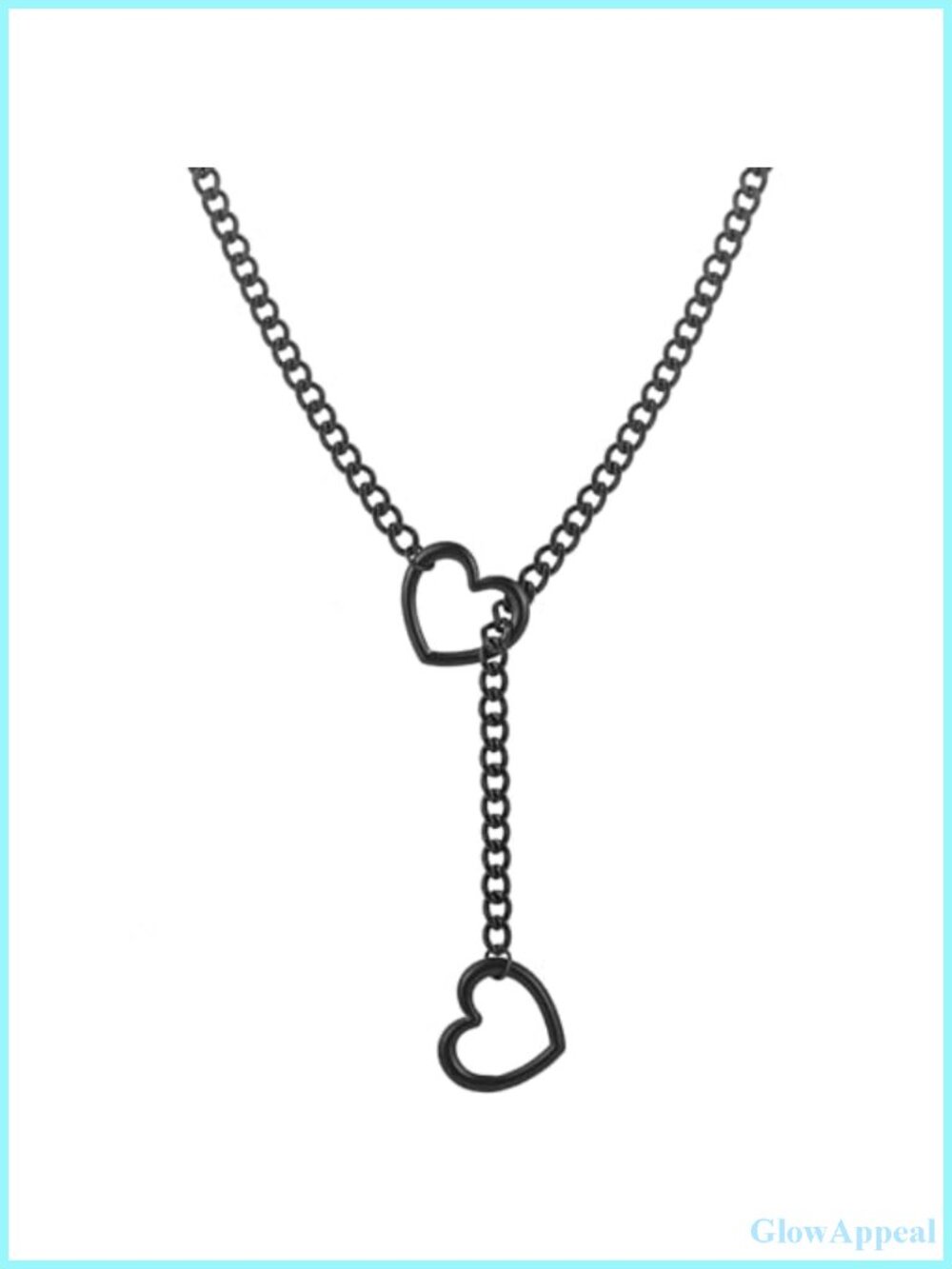 Stainless Steel Heart Slip Chain Cuban Necklace Adjustable O-Ring Lariat